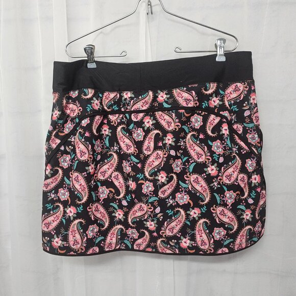 Lands' End Black Pink Paisley Skort Athletic Tennis Golf 16 - Picture 4 of 9